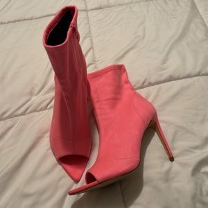 Hot Pink High Heel Boots.